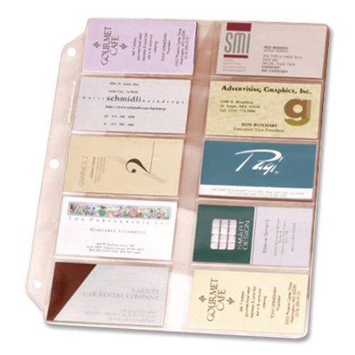 Image of Cardinal® Poly Business Card Refill Pages, Clear, 20 Cards/Sheet, 10 Sheets/Pack