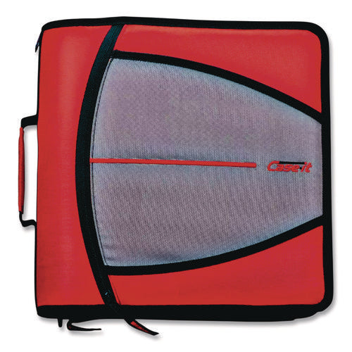 Image of Case it Mighty Zip Tab Binder, 3 Rings, 3" Capacity, 11 X 8.5, Red