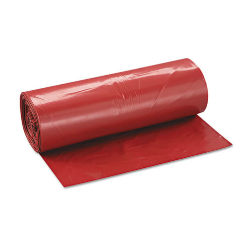 Image of Inteplast Group Low-Density Commercial Can Liners, Infectious Waste Biohazard, 45 gal, 1.3 mil, 40" x 46", Red, Interleaved, 20/RL, 5 RL/CT