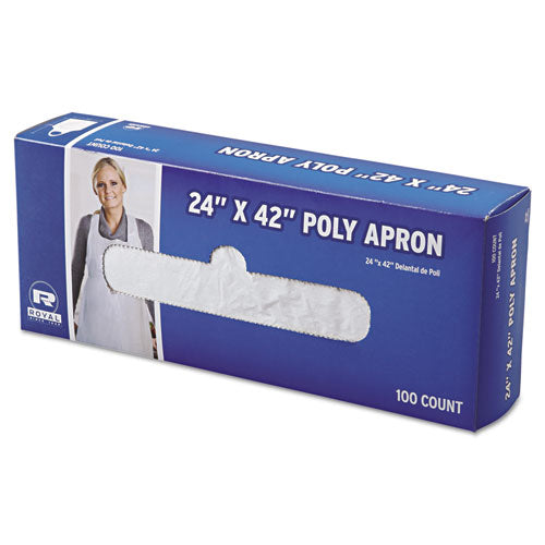 Image of AmerCareRoyal® Poly Apron, 24 x 42, One Size Fits All, White, 100/Pack, 10 Packs/Carton