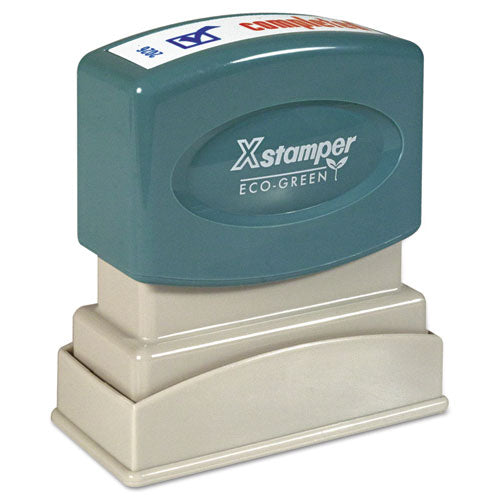 Image of Xstamper® Two-Color Title Stamp, Completed, Blue/red