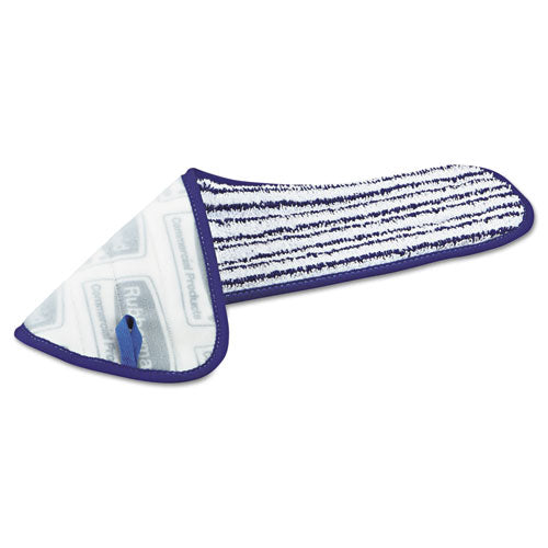Image of Rubbermaid® Commercial Microfiber Finish Pad, 18 x 5.5, Blue/White, 6/Box