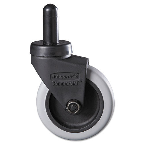 Image of Rubbermaid® Commercial Replacement Bayonet-Stem Swivel Casters, Grip Ring Stem, 3" Soft Rubber Wheel, Black