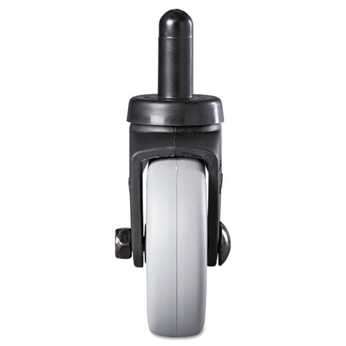 Image of Rubbermaid® Commercial Replacement Bayonet-Stem Swivel Casters, Grip Ring Stem, 3" Soft Rubber Wheel, Black