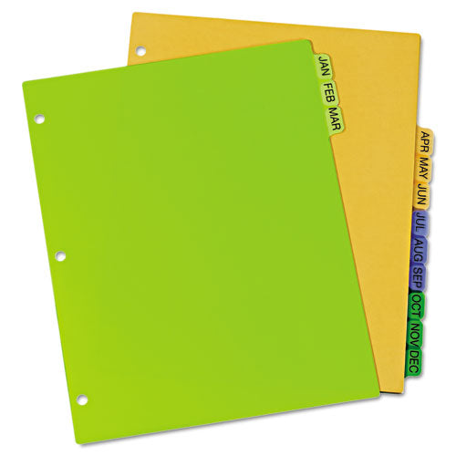 Image of Avery® Durable Preprinted Plastic Tab Dividers, 12-Tab, Jan. To Dec., 11 X 8.5, Assorted, 1 Set
