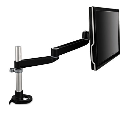 Image of 3M Dual-Swivel Monitor Arm, 360 Degree Rotation, +15 Degree/-90 Degree Tilt, 180 Degree Pan, Black/Gray, Supports 30 lbs