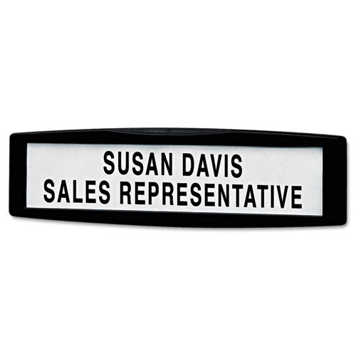 Image of Fellowes® Plastic Partition Additions Nameplate, 9 x 0.75 x 2.5, Fabric Panel Mount, Dark Graphite