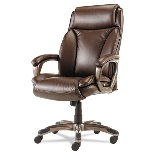 Image of Alera® Alera Veon Series Executive High-Back Bonded Leather Chair, Supports Up To 275 Lb, Brown Seat/back, Bronze Base