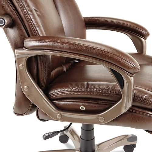 Image of Alera® Alera Veon Series Executive High-Back Bonded Leather Chair, Supports Up To 275 Lb, Brown Seat/back, Bronze Base