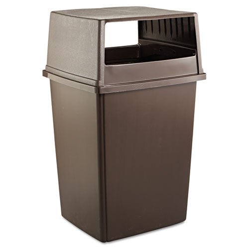 Image of Rubbermaid® Commercial Glutton Receptacle, Hooded Top Without Door, Rectangular, 23w X 26.63d X 13h, Brown