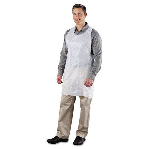 Image of AmerCareRoyal® Poly Apron, 24 x 42, One Size Fits All, White, 100/Pack, 10 Packs/Carton