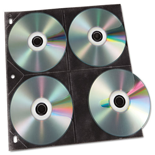Image of Vaultz® Two-Sided CD Refill Pages for Three-Ring Binder, 8 Disc Capacity, Clear/Black, 50/Pack