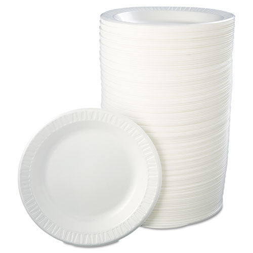 Image of Dart® Quiet Classic Laminated Foam Dinnerware, Plate, 10.25" Dia, White, 125/pack, 4 Packs/carton
