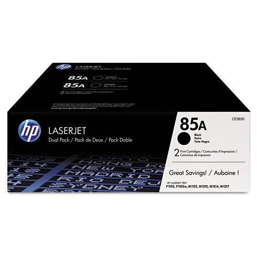 Image of HP HP 85a, (ce285d) 2-Pack Black Original Laserjet Toner Cartridges