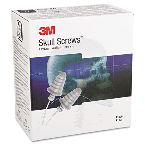 Image of 3M E-A-R Skull Screws Earplugs, Corded, 32 dB NRR, Gray, 120 Pairs