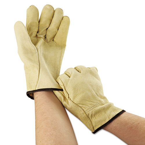 Image of MCR Safety Unlined Pigskin Driver Gloves, Cream, Large, 12 Pairs