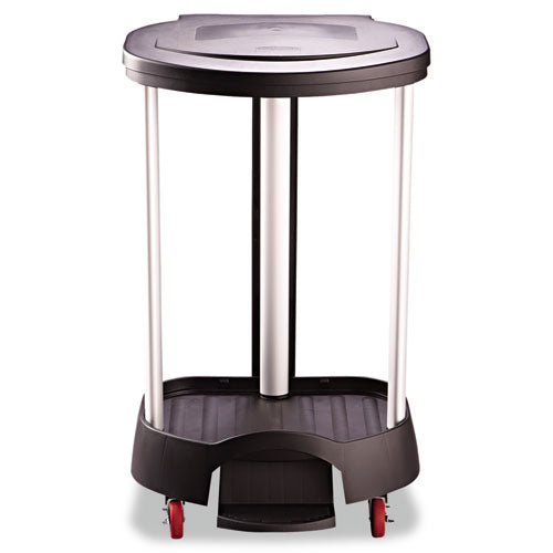 Image of Rubbermaid® Commercial Premium Step-On Linen Hamper, 30 Gal, 20.38w X 22.25d X 37.88h, Aluminum/plastic, Black