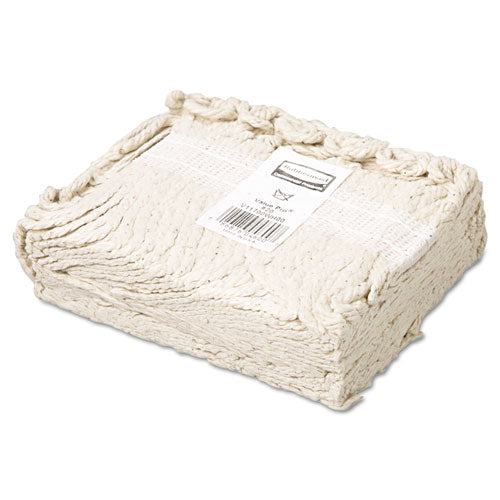 Image of Rubbermaid® Commercial Economy Cut-End Cotton Wet Mop Head, 20oz, 1" Band, White, 12/carton
