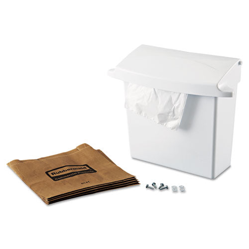 Image of Rubbermaid® Commercial Sanitary Napkin Receptacle with Rigid Liner, Plastic, White