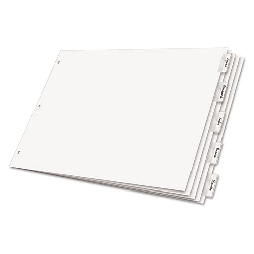 Image of Cardinal® Paper Insertable Dividers, 5-Tab, 11 x 17, White, Clear Tabs, 1 Set