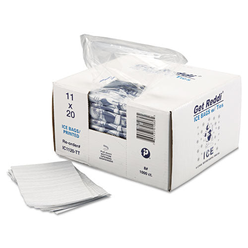 Image of Inteplast Group Ice Bags with Twist-Ties, Ice: Penguin Icon Labeling, 8 lb Capacity, 11" x 20", Clear, 1,000/Carton