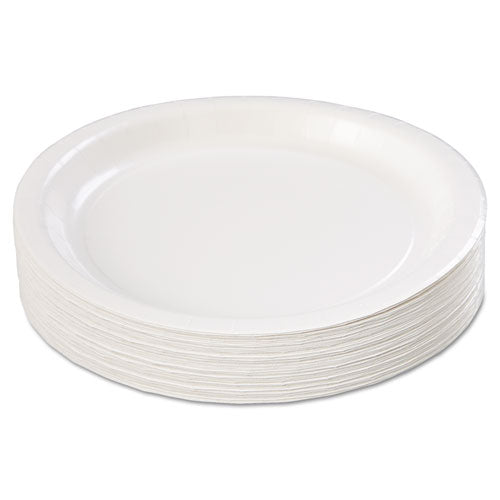 Image of Hoffmaster® Coated Paper Dinnerware, Plate, 9" Dia, White, 50/pack, 10 Packs/carton