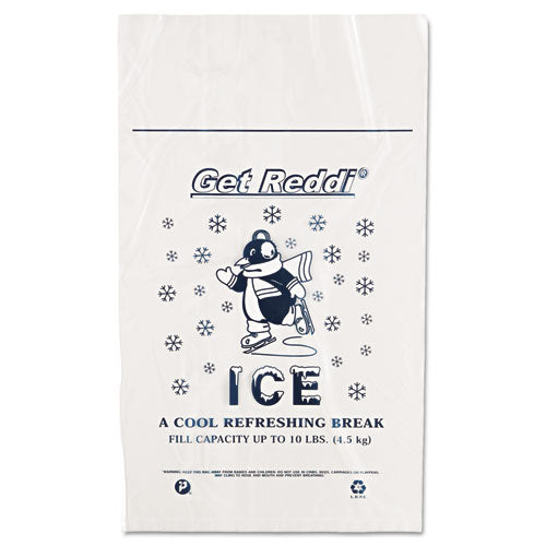 Image of Inteplast Group Ice Bags with Twist-Ties, Ice: Penguin Icon Labeling, 10 lb Capacity, 12" x 21", Clear, 1,000/Carton