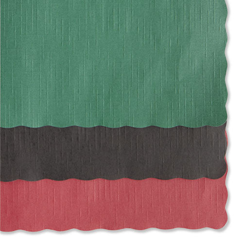 Image of Hoffmaster® Solid Color Scalloped Edge Placemats, 9.5 X 13.5, Hunter Green, 1,000/carton