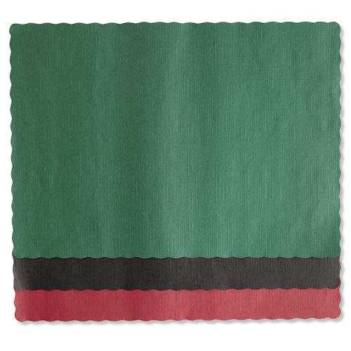 Image of Hoffmaster® Solid Color Scalloped Edge Placemats, 9.5 X 13.5, Hunter Green, 1,000/carton