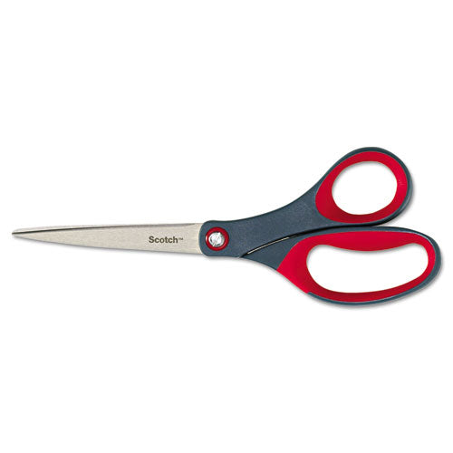 Image of Scotch® Precision Scissors, 8" Long, 3.13" Cut Length, Straight Gray/Red Handle