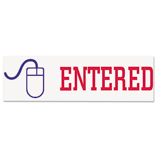 Image of Xstamper® Two-Color Title Stamp, Entered, Blue/red