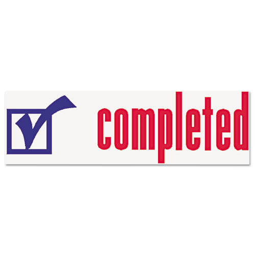 Image of Xstamper® Two-Color Title Stamp, Completed, Blue/red