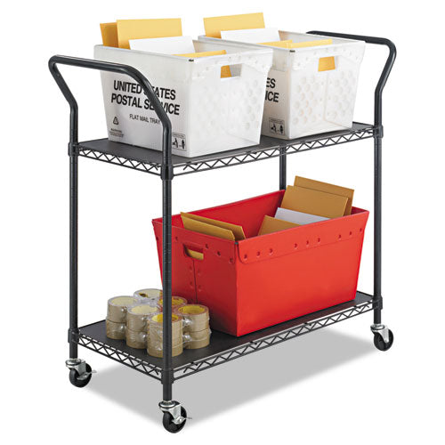 Image of Safco® Wire Utility Cart, Metal, 2 Shelves, 400 lb Capacity, 43.75" x 19.25" x 40.5", Black