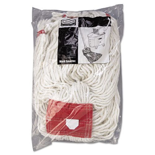 Image of Rubbermaid® Commercial Web Foot Wet Mop Head, Shrinkless, Cotton/synthetic, White, Large, 6/carton