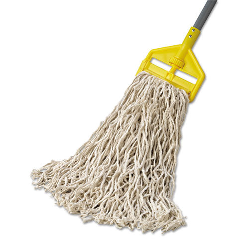 Image of Rubbermaid® Commercial Economy Cut-End Cotton Wet Mop Head, 24oz, 1" Band, White, 12/carton