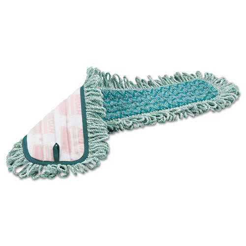 Image of Rubbermaid® Commercial HYGEN Hygen Microfiber Fringed Dust Mop Pad, 24w X 9d, Green