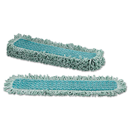 Image of Rubbermaid® Commercial HYGEN Hygen Microfiber Fringed Dust Mop Pad, 24w X 9d, Green