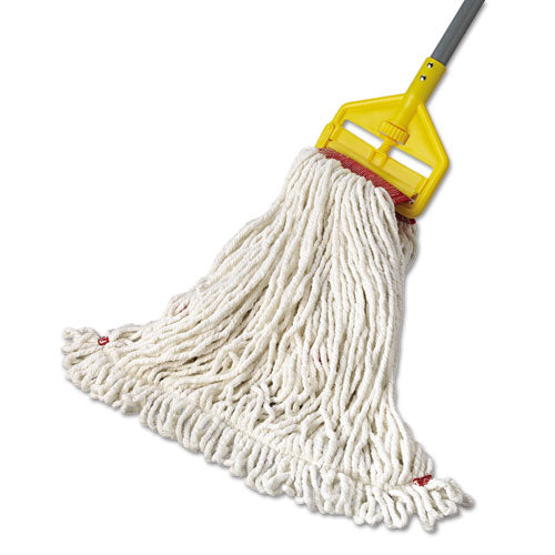 Image of Rubbermaid® Commercial Web Foot Wet Mop Head, Shrinkless, Cotton/synthetic, White, Large, 6/carton