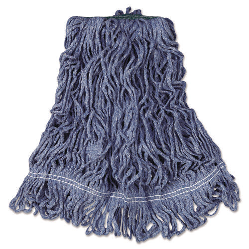 Image of Rubbermaid® Commercial Super Stitch Blend Mop Head, Medium, Cotton/synthetic, Blue, 6/carton