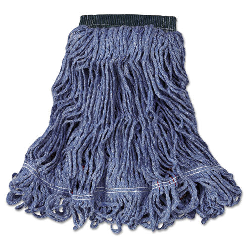 Image of Rubbermaid® Commercial Swinger Loop Wet Mop Head, Medium, Cotton/synthetic, Blue, 6/carton