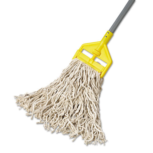 Image of Rubbermaid® Commercial Economy Cut-End Cotton Wet Mop Head, 16oz, 1" Band, White, 12/carton