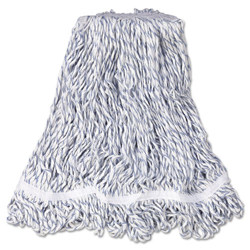 Image of Rubbermaid® Commercial Web Foot Finish Mop, White, Med, Cotton/synthetic, 1". White Headband, 6/carton