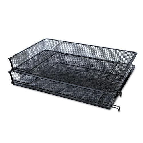 Image of Universal® Deluxe Mesh Stacking Side Load Tray, 1 Section, Legal Size Files, 17" x 10.88" x 2.5", Black