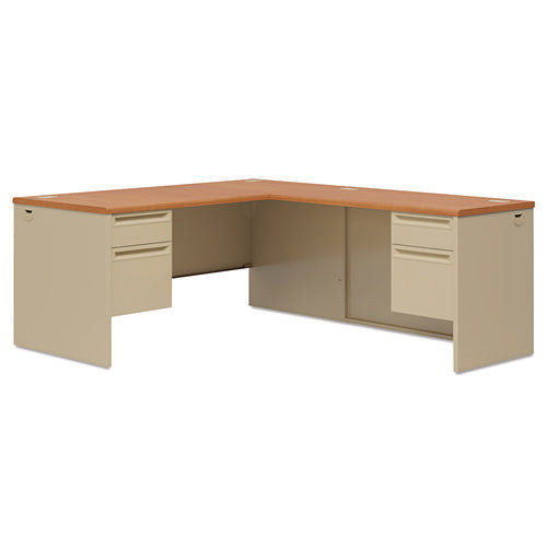 Image of HON® 38000 Series Left Pedestal Desk, 66" X 30" X 29.5", Harvest/putty