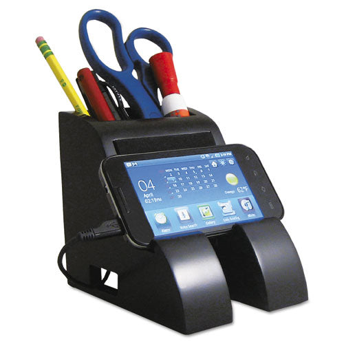 Image of Victor® Smart Charge Pencil Cup With Usb Charging Hub, Black