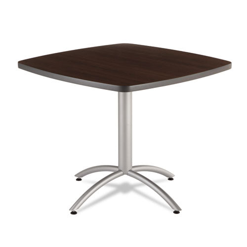 Image of Iceberg CafeWorks Cafe-Height Table, Square, 36" x 36" x 30", Walnut/Silver