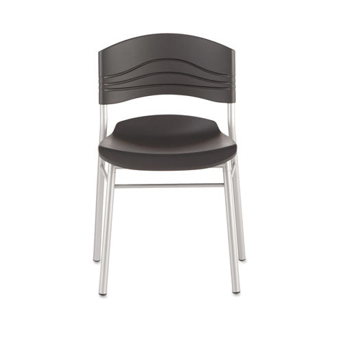 Image of Iceberg CafeWorks Chair, Supports Up to 225 lb, 18" Seat Height, Graphite Seat/Back, Silver Base, 2/Carton