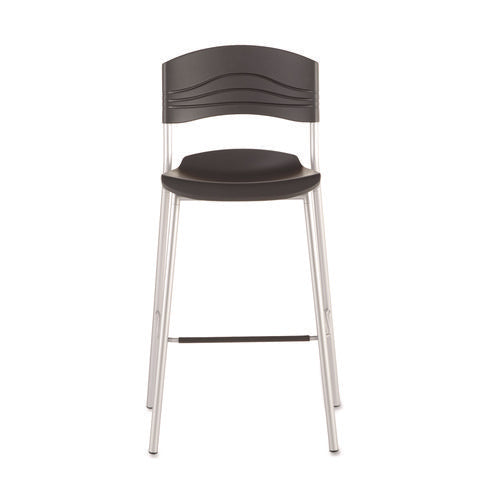 Image of Iceberg CafeWorks Stool, Supports Up to 225 lb, 30" Seat Height, Graphite Seat, Graphite Back, Silver Base