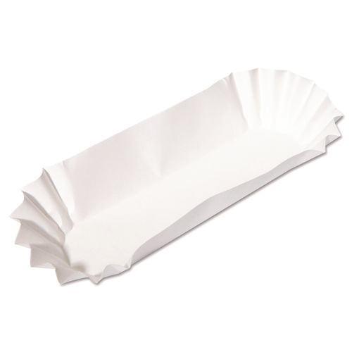 Image of Hoffmaster® Fluted Hot Dog Trays, 6 x 2 x 2, White, Paper, 500/Sleeve, 6 Sleeves/Carton