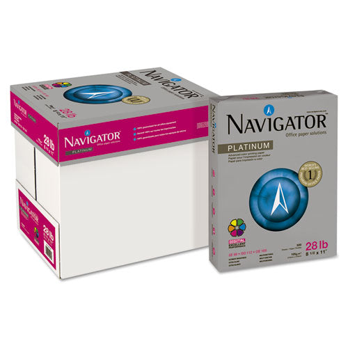 Image of Navigator® Platinum Paper, 99 Bright, 28 lb Bond Weight, 8.5 x 11, White, 500/Ream